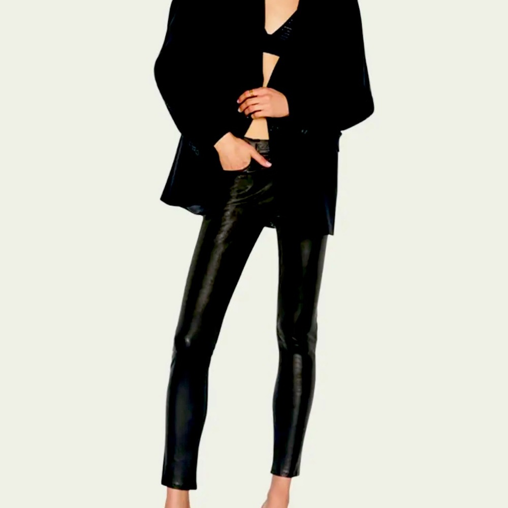 Black lamb skin leather pants by Frame size 26
